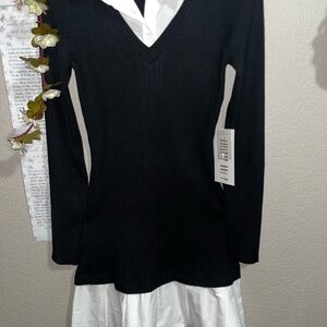 J for Justify Black and White Long Sleeve Dress